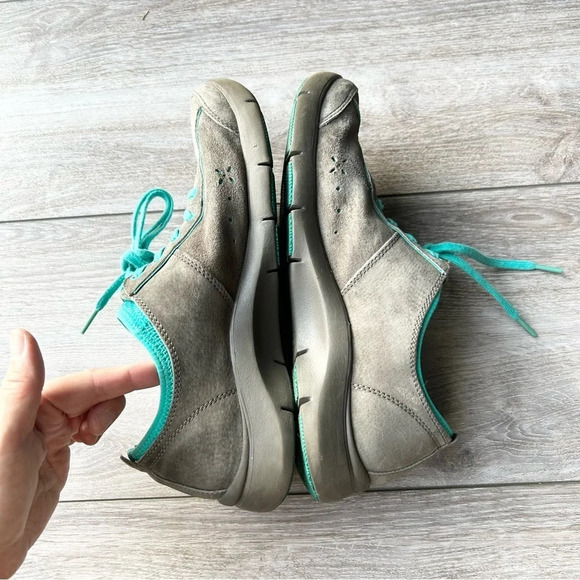 Dansko Grey Suede Leather Turquoise Trim Sneakers - Picture 9 of 15